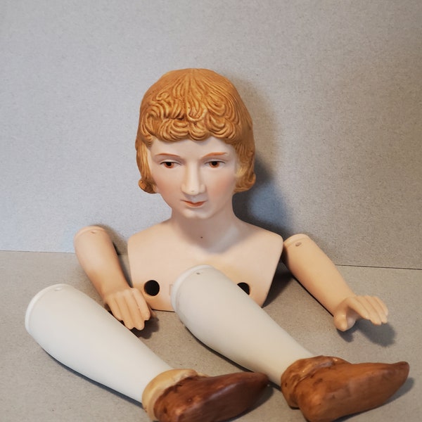 Romeo Yield House Doll Kit, Bisque Porcelain, 1979 Vintage Find, Bust, Arms, Legs, Fantastic for Assemblage, Artist Reuse