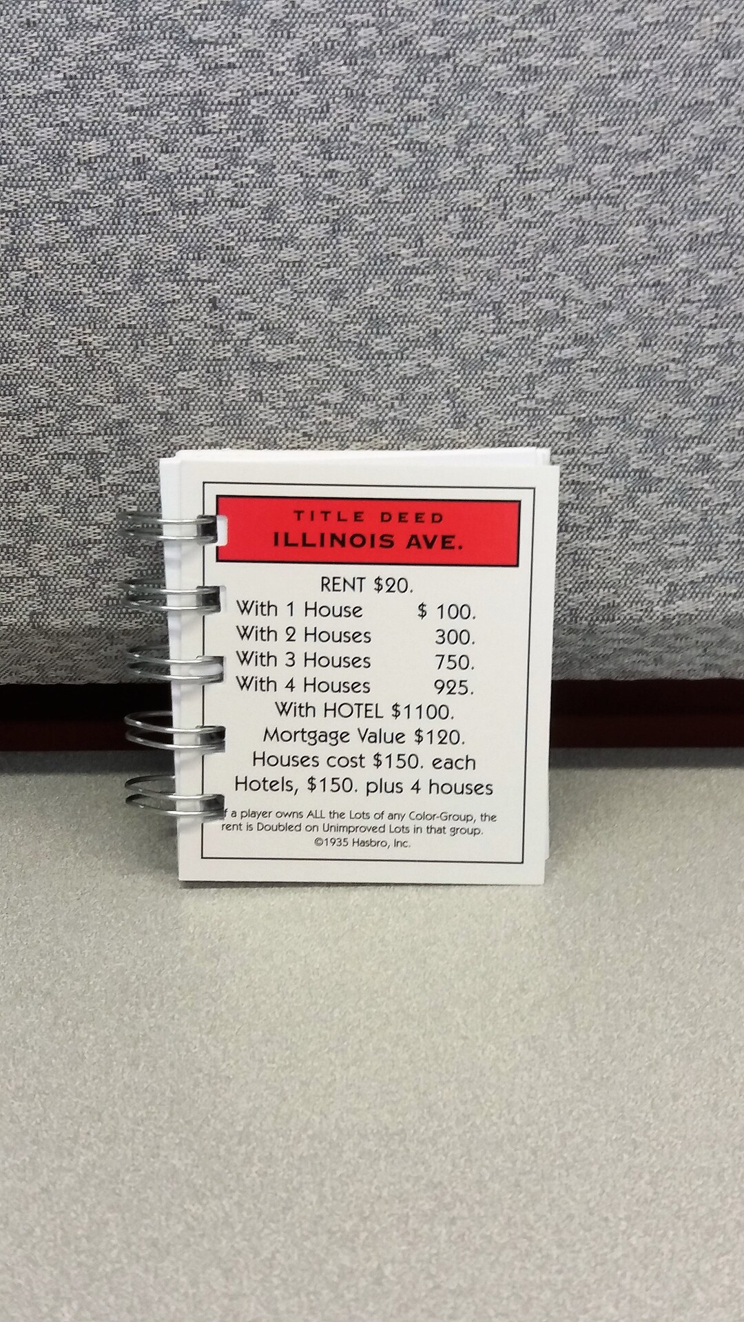 Monopoly Notepad Illinois Ave., Monopoly Notepad Journal, Spiral Bound Notebook, Actual ...