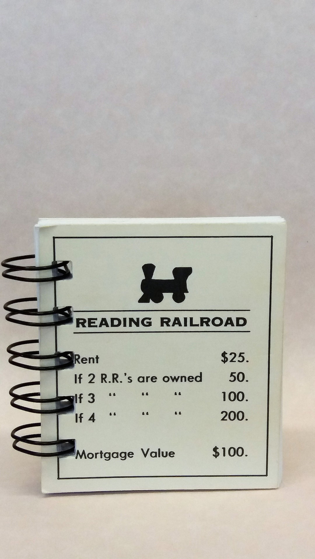 Monopoly Notepad Reading Railroad, Monopoly Notepad, Train Fans, Spiral Bound Notebook ...
