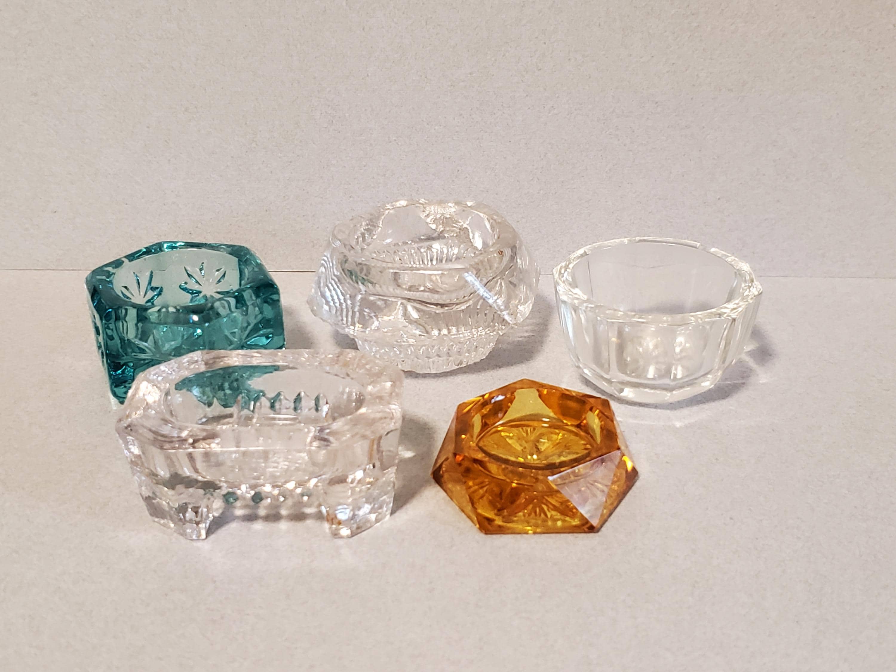 Vintage Glass Salt Cellars, Antique Salt Cellar, Crystal Salt