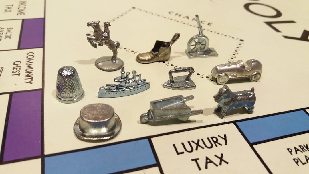 Vintage Monopoly Tokens, Metal Game Tokens, Replacement Piece, Complete