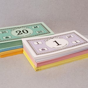 Deluxe Edition, Genuine Monopoly Money, Complete Set, 1995, Paper Money, 500 Dollar Bills, Mixed Media, Crafts, Decoupage, Scrapbooking