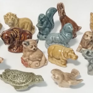 Dollhouse Miniatures Red Rose Tea, Animals Series I, Wade Whimsies, Bird, Lion, Wild Boar, Elephant, Complete Your Collection, 1983-85