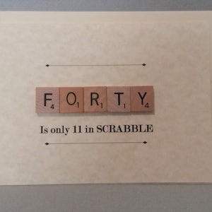 Carte de 40e anniversaire, carte de 40e anniversaire, carreaux de scrabble réels, 40e anniversaire de scrabble, cadeau pour lui, anniversaire important et enveloppe