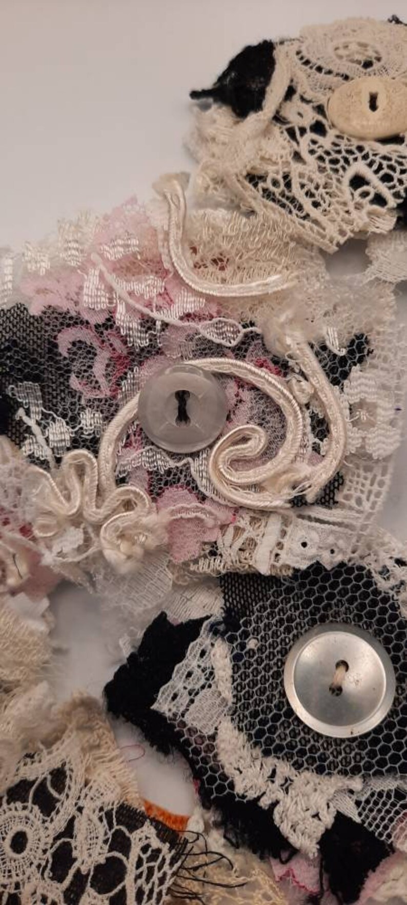 Handmade Mixed Media Lace and Button Embellishments Etsy UK