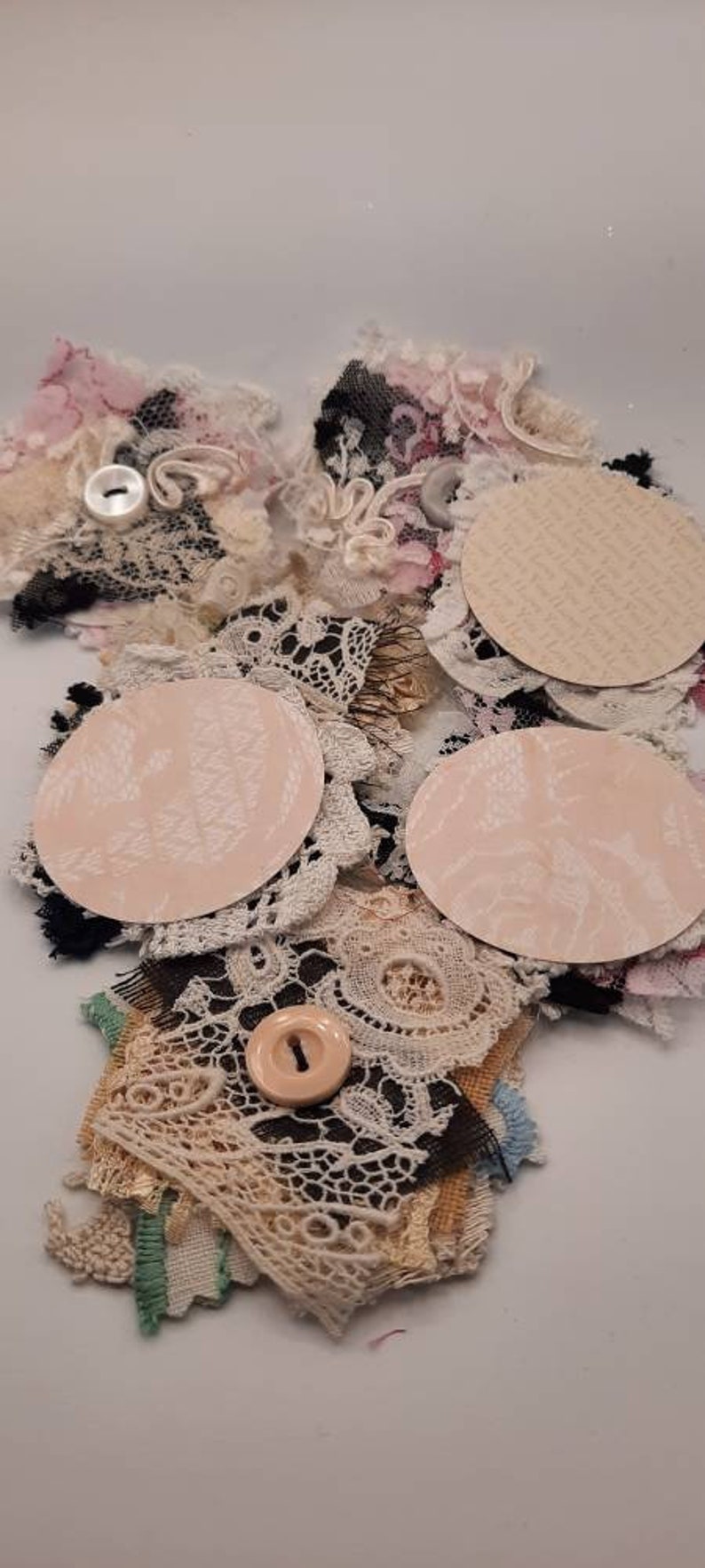 Handmade Mixed Media Lace and Button Embellishments Etsy UK
