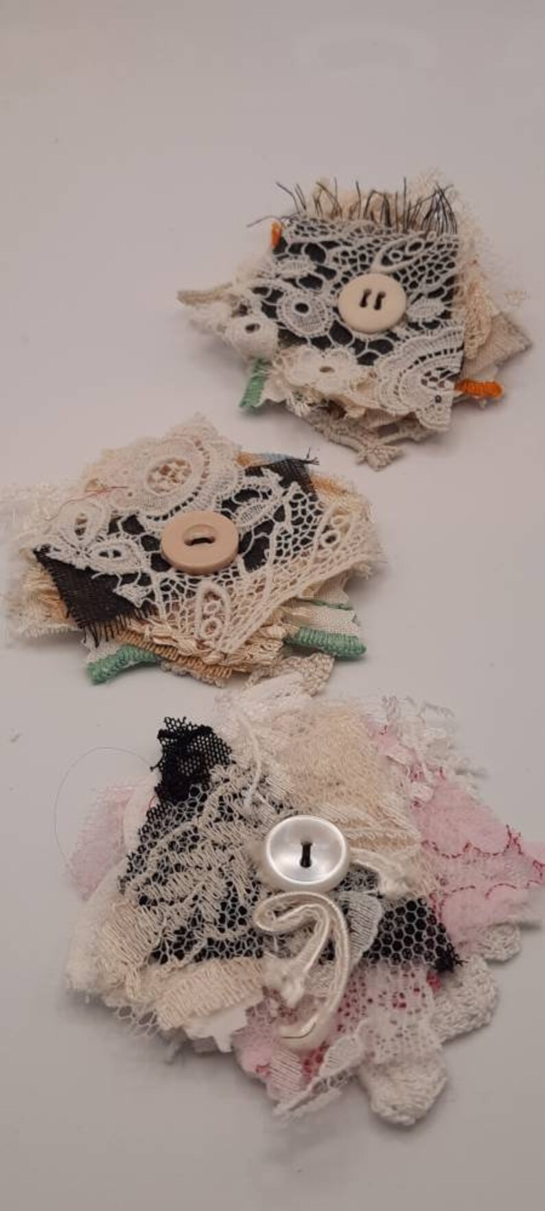 Handmade Mixed Media Lace and Button Embellishments Etsy UK