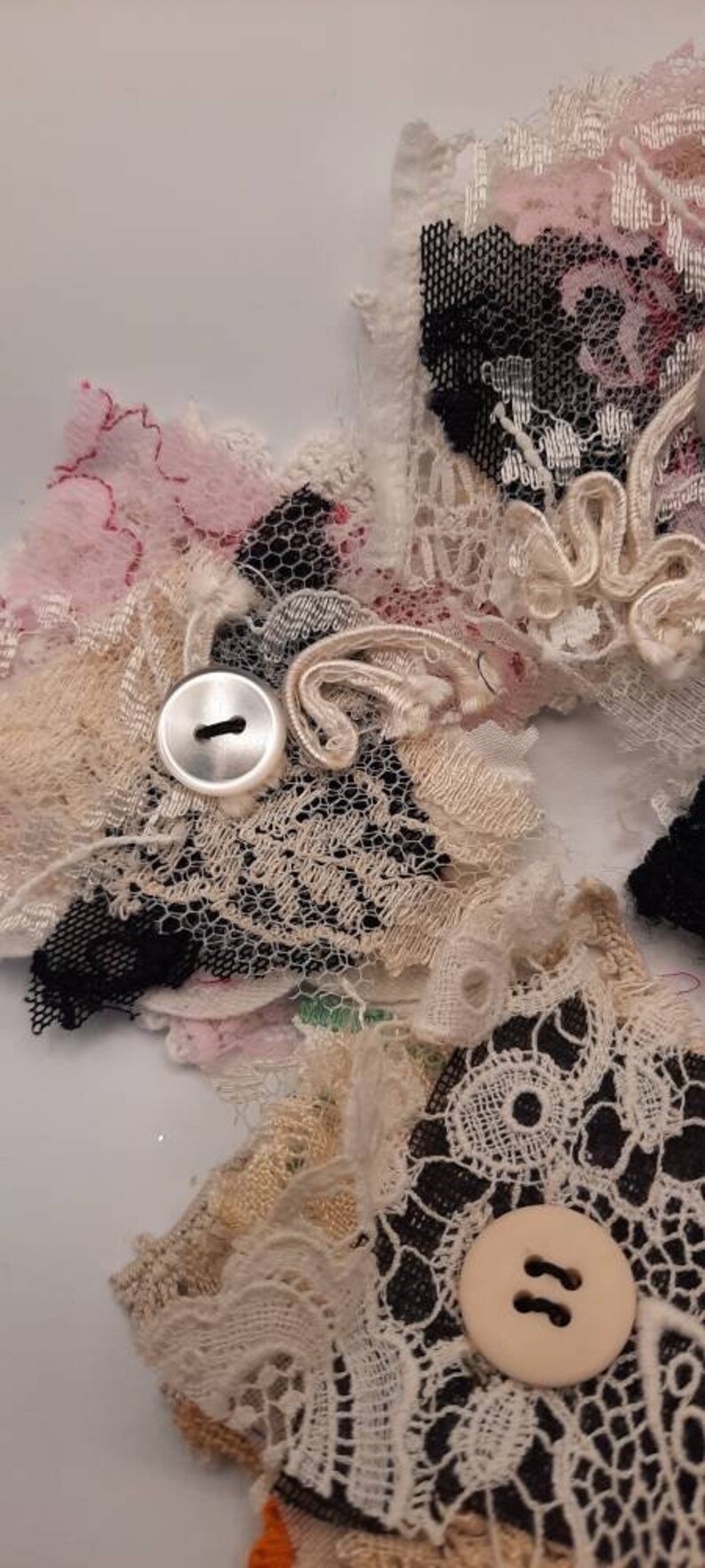 Handmade Mixed Media Lace and Button Embellishments Etsy UK
