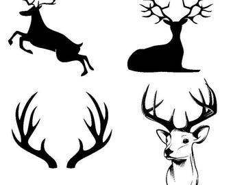Deer and Antler cutting file set for Silhouette and Cricut/SVG/Studio 3/PNG/DXF/jpg/eps/pdf