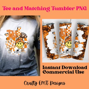 UT VOLS Inspired tee and matching tumbler design | UT tumbler wrap | 12 free designs | Tennessee png | 20 oz. sublimation | commercial use