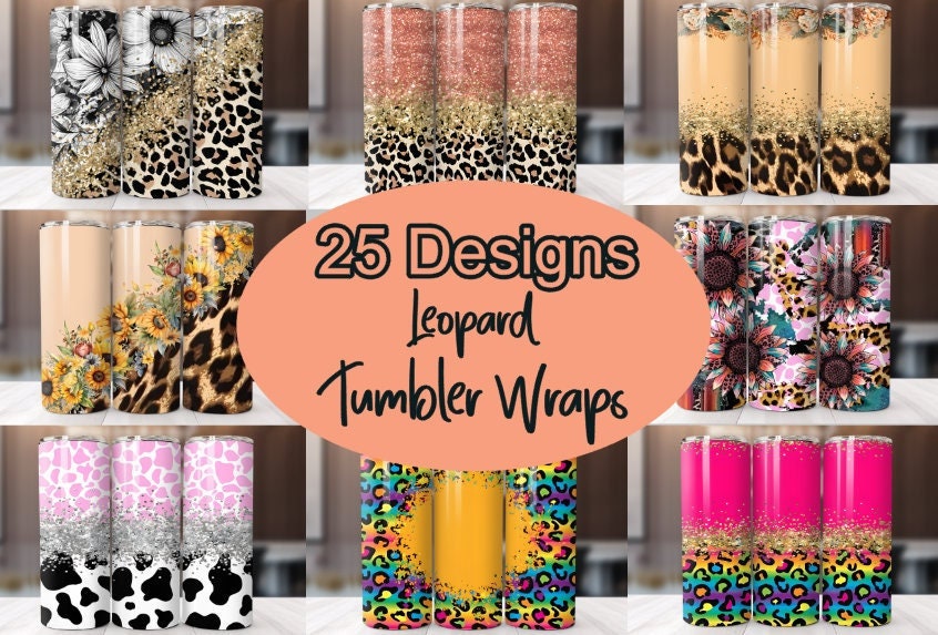 25 leopard Print Sublimation Tumbler Wraps | cheetah png | animal print png | leopard png  | 12 Free Designs | commercial use | cow png