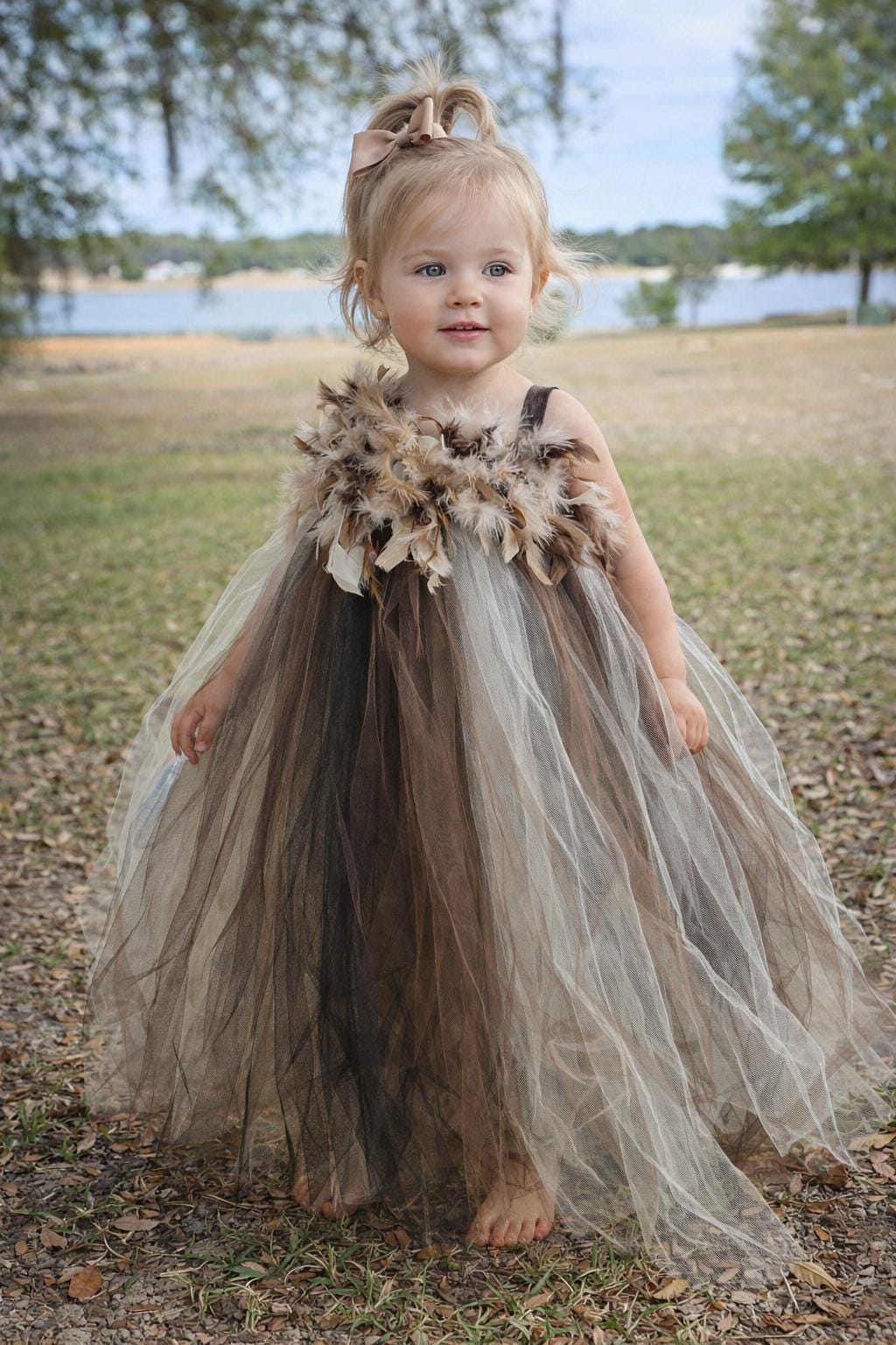 brown tulle dress girls Toddler - Etsy Beaded Venice Lace Trumpet Long Sleeves wedding dress Elastic sleeves and a Select Size:9-10Y | Pre-Order