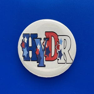 Ole Miss Game Day Button | Ole Miss Spirit Button | White HYDR Button with Multicolored Stars | Ole Miss Rebels Pin Back Button
