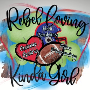 Sublimation Print Ole Miss Rebel Loving Girl | Rebels Red and Blue Colorful Print for DTF, Sublimation, Printable HTV | Digital Download