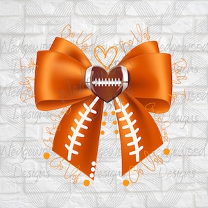 Football Bow | Tennessee Vols Orange Football Bow  PNG Design for Heat Transfer, Uv Dtf, Sublimations Print |  Tennessee Digital Design File