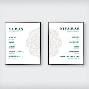 Yamas and Niyamas Prints, Yoga Poster, Wall Art, Yoga Poster, Mantra Art, Spiritual Decor, Instant Download