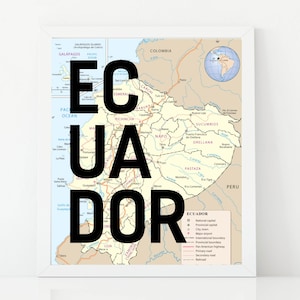 Ecuador Art Print, Ecuador Karte, Reise Poster, Kartenkunst, Mittelamerika, Reisekunst, druckbares Dekor, Dekoration, digitaler Download, Ecuador