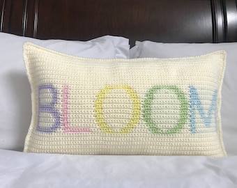 The Bloom Pillow //  Spring Easter Crochet Pattern Home Bedroom Decor, Crochet Pillow Cover, Decorative Colorful Pattern Pillow