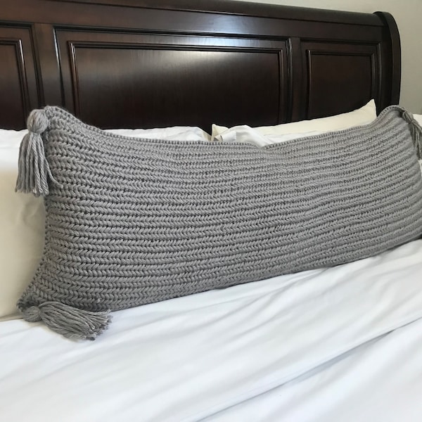 Herringbone Body Pillow, Crochet Pattern Home Bedroom Decor, Pregnancy Pillow, Crochet Pillow Cover, Decorative Pattern Pillow // The Debbie