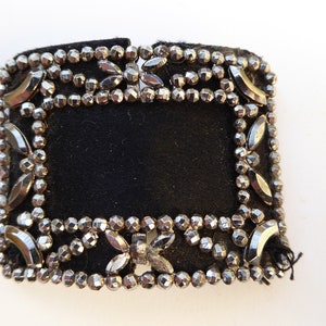 Schuhschnallen, ca 1900, schwarze Seide, Markasit, Sammlerstück,