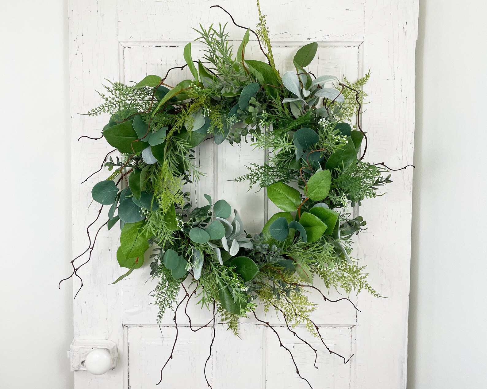 Faux Greenery Wreath Natural Wreath With Branches and Vines Etsy
