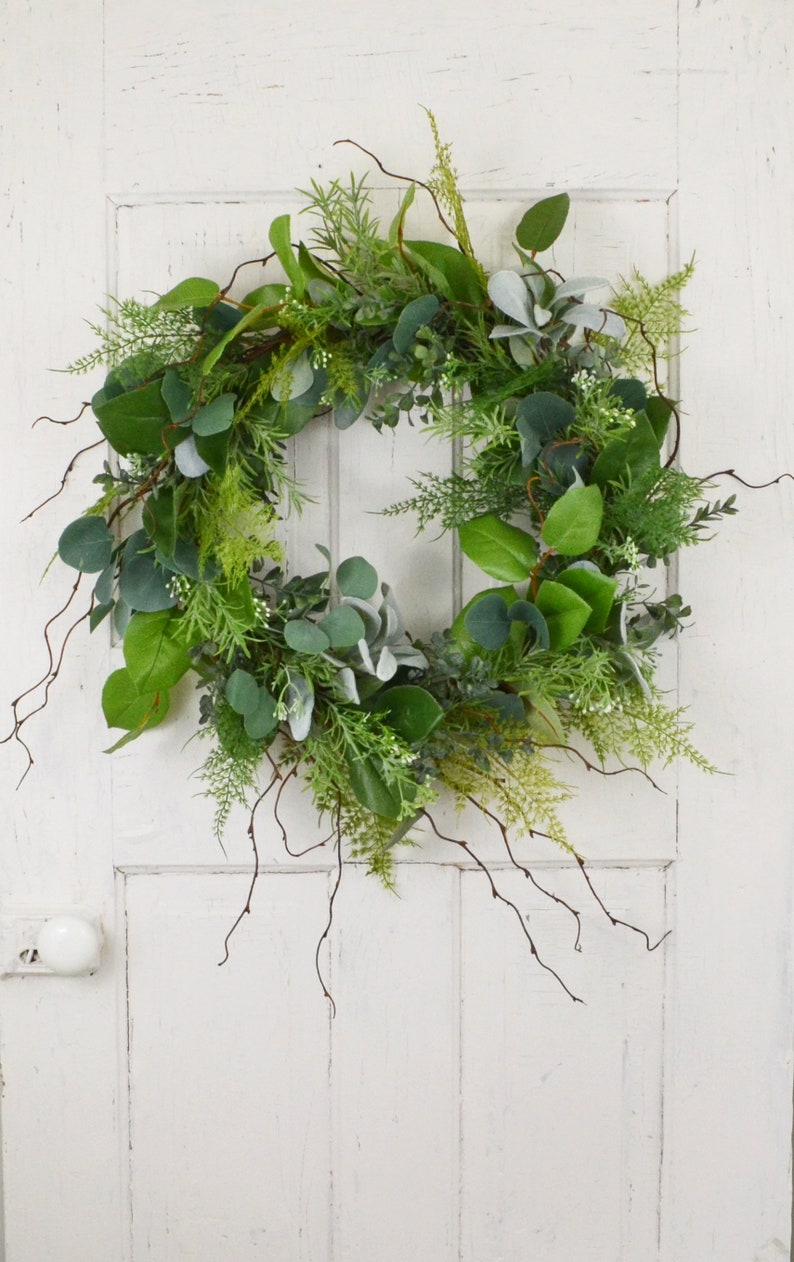 Faux Greenery Wreath Natural Wreath With Branches and Vines Etsy