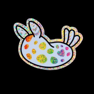 Holografische glittervinylsticker | naaktslak, zeeslak | uniek cadeau