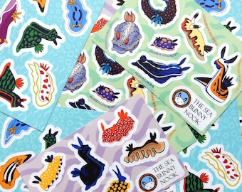 A Bundle of Nudibranch, Sea Slug Vinyl Sticker Sheets