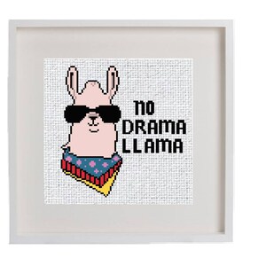 Llama Cross Stitch Pattern, Modern Cross Stitch, Simple Pattern, Beginner Pattern, Small Easy Pattern, Alpaca No Drama Llama Pattern