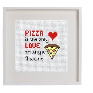 Pizza Cross Stitch Pattern, Fun Small Beginner Pattern, Funny Modern Stitch, Embroidery Kit, DIY Craft, Pizza Lovers, Subversive Pattern