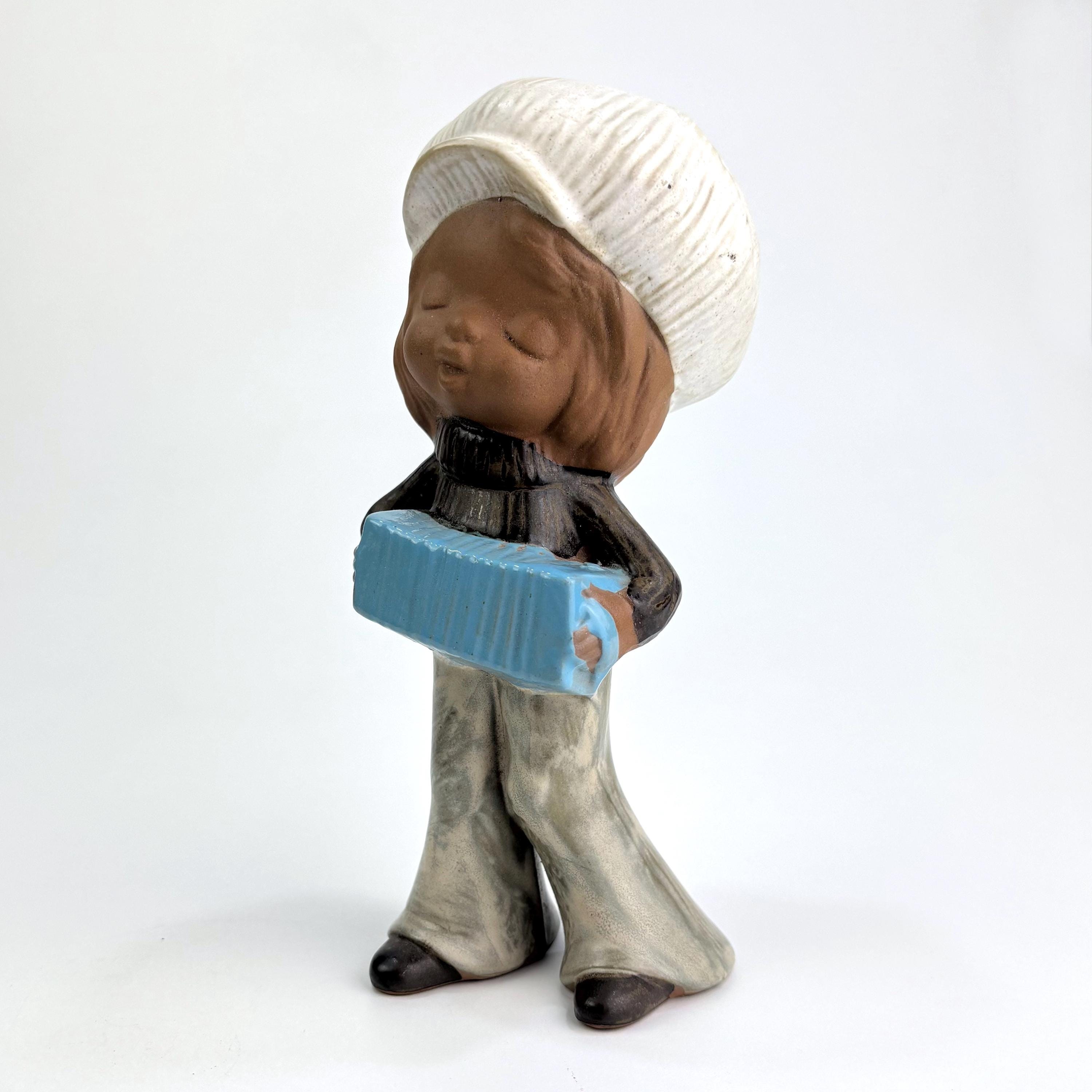 Vintage 1970 Sweden Jie Ceramic Figurine – Girl With Accordion