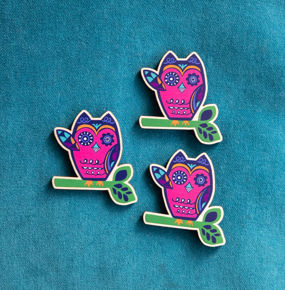 Owl Pin Brooch Wooden Pin Owl Badge Gift for Owl Lover Etsy