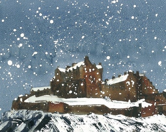 Edinburgh Winter Greeting Card - 'Snow On Edinburgh Castle'