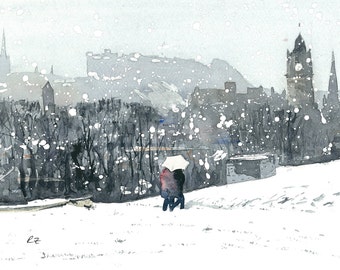 Edinburgh Winter Greeting Card - 'Winter On Calton Hill'