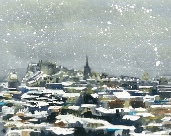 Edinburgh Winter Greeting Card - 'Snowy Edinburgh'