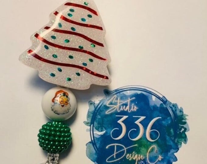 Christmas Tree Cake Badge Reel ID Holder