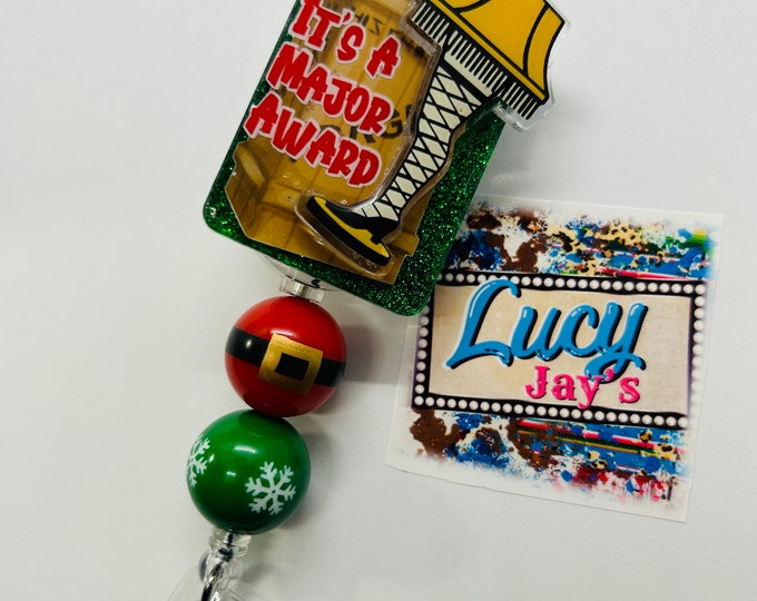Christmas Leg Lamp Badge Reel, Holiday ID Holder