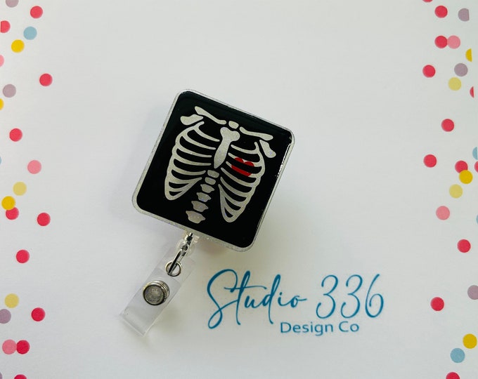 Glow in the Dark Radiology XRay Acrylic Glitter Badge Reel ID Holder