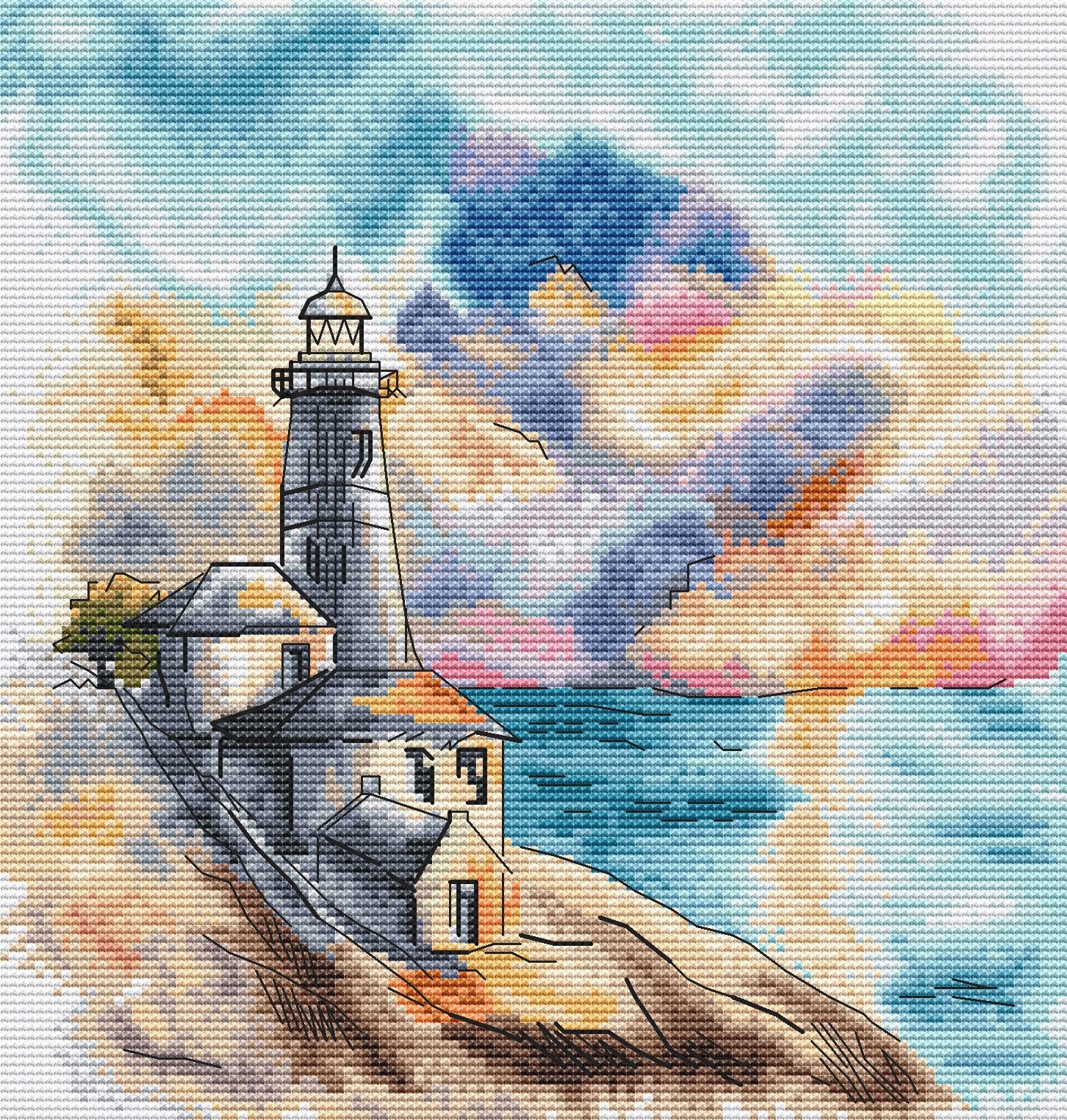 Lighthouse Cross Stitch Pattern PDF Instant Download Sea Cross | Etsy
