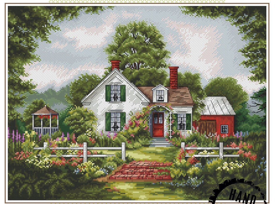House Cross Stitch Pattern PDF Instant Download Summer Cross | Etsy