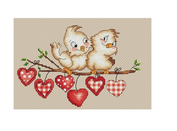 Bird Cross Stitch Pattern Pdf Instant Download Love Cross Stitch Cute Cross Stitch Heart Cross Stitch Bright Cross Stitch Happy Cross Stitch