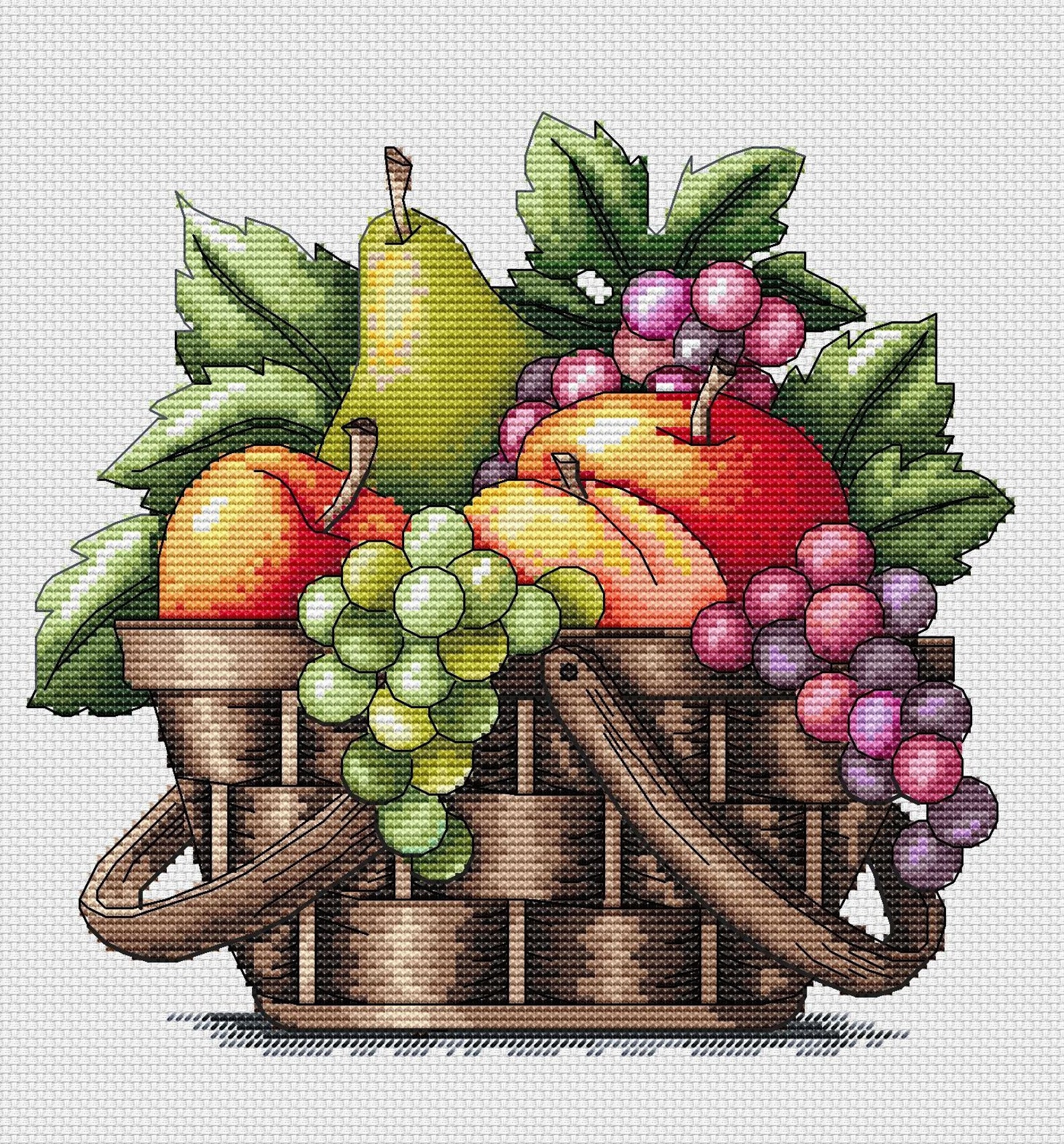 Fruit Cross Stitch Pattern PDF Instant Download Basket Cross | Etsy