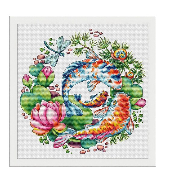 Fish Cross Stitch Pattern PDF Instant Download Koi Cross Etsy