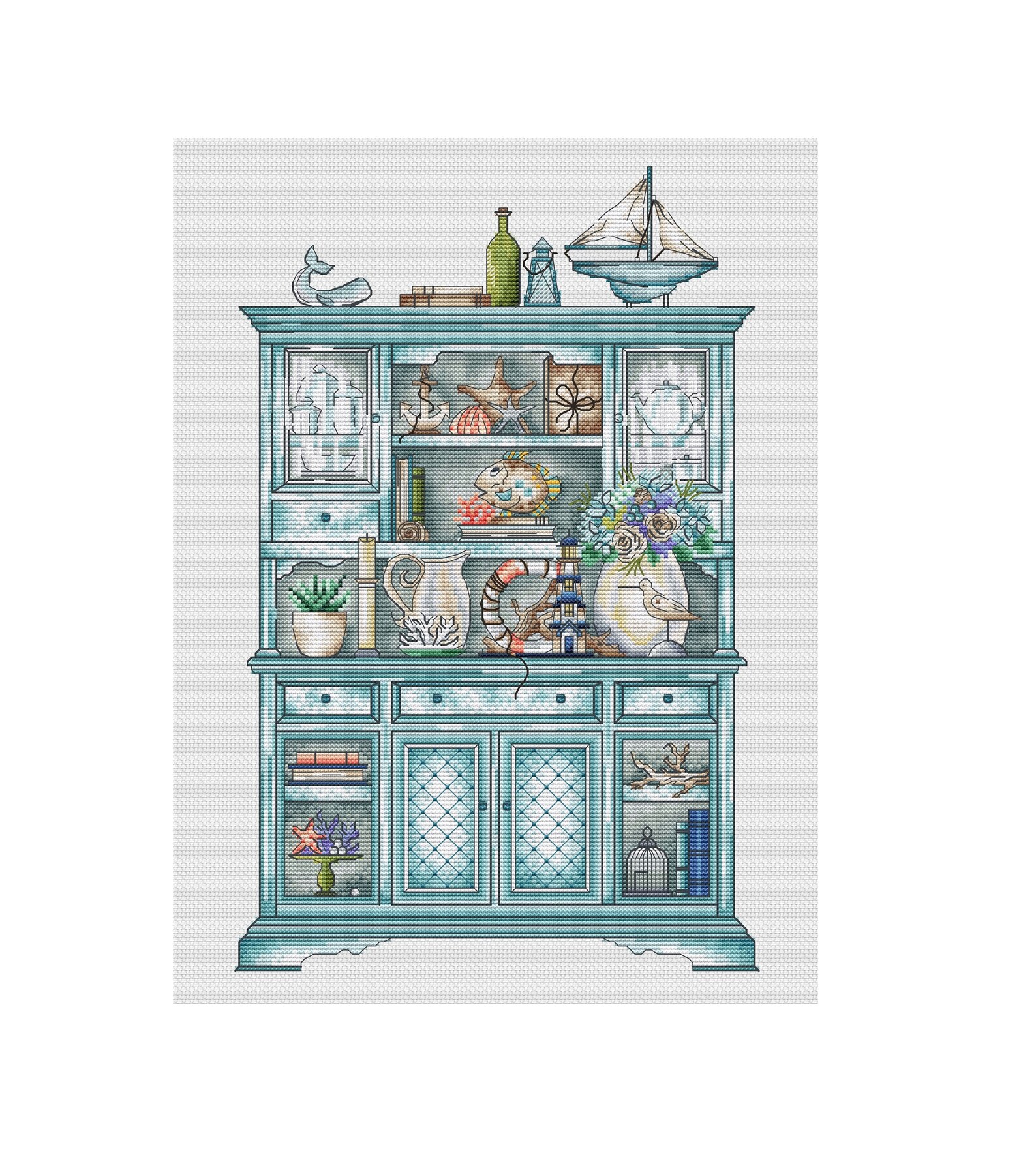 Буфет схема. Многоцветка буфет схема вышивки. Мебель Стич.