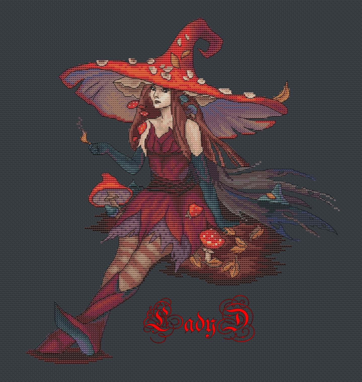 Witch Cross Stitch Pattern PDF Instant Download Fantasy Cross Etsy