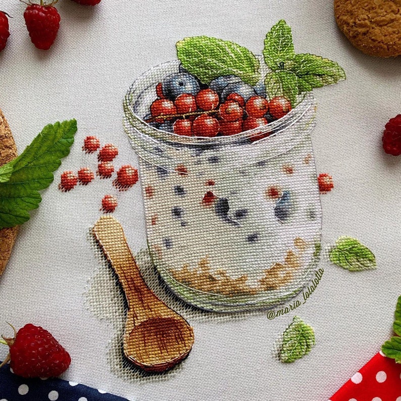 Berry Cross Stitch Pattern PDF Instant Download Dessert Cross | Etsy