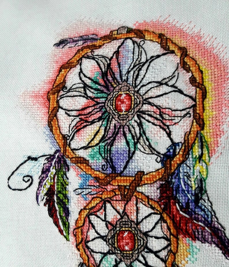 Dream Catcher Cross Stitch Pattern PDF Instant Download Bright | Etsy