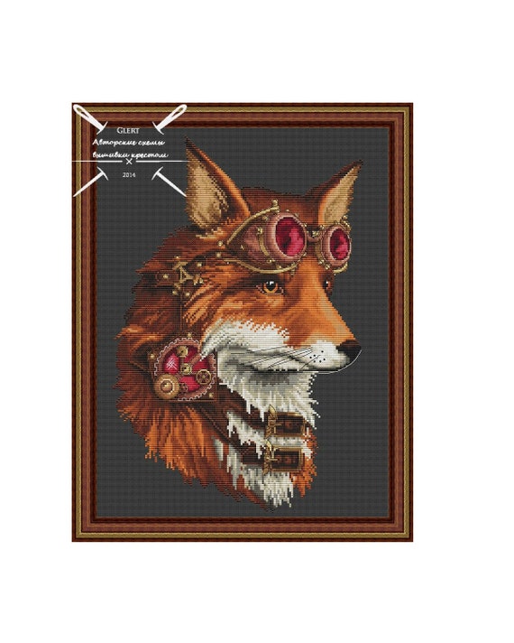 Fox Cross Stitch Pattern PDF Instant Download Steampunk Cross Etsy
