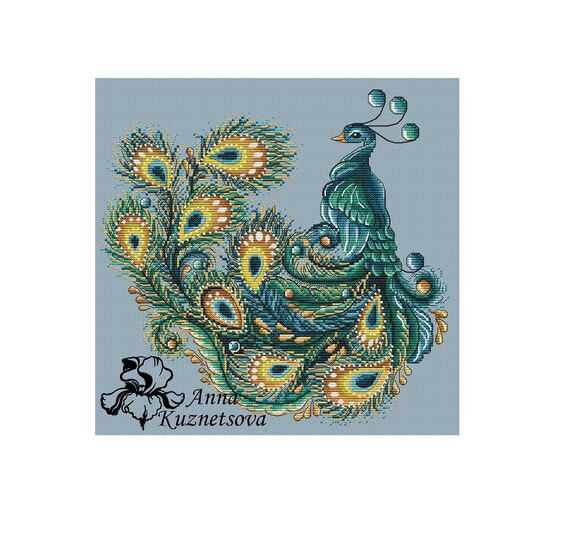 Peacock Cross Stitch Pattern PDF Instant Download Embroidery Etsy