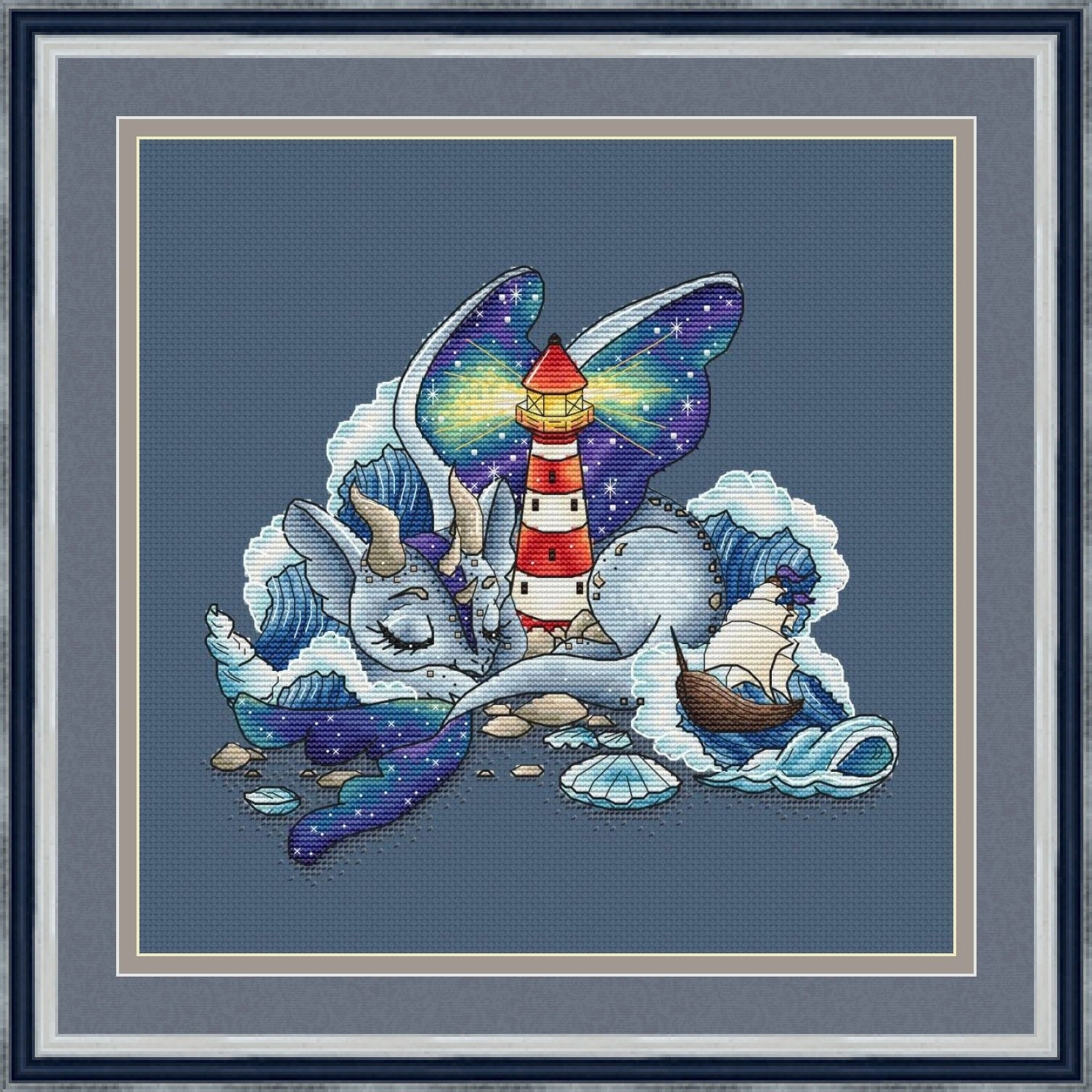 Dragon Cross Stitch Pattern PDF Instant Download Lighthouse | Etsy